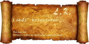 Lakó Krisztofer névjegykártya