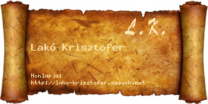 Lakó Krisztofer névjegykártya